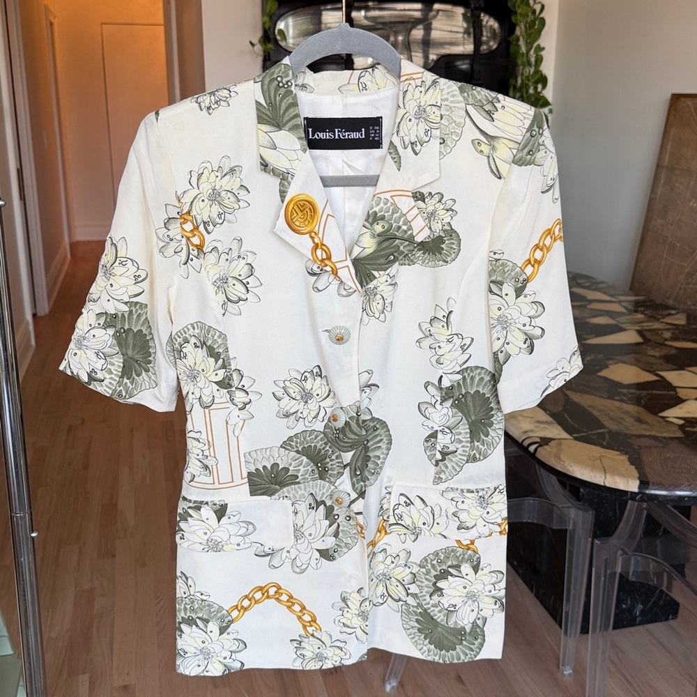 Louis Feraud Green and Gold Patterned Jacket
